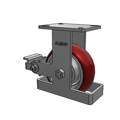 410 Series Top Plate Rigid Caster with 8 x 3 Maroon Tread on Aluminum Core AX - Round Polyurethane (Aluminum Core) wheel and Poly Cam Brake (P)