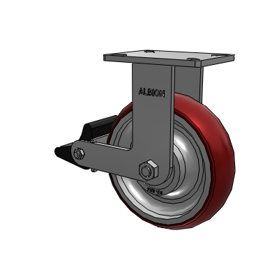 410 Series Top Plate Rigid Caster with 10 x 3 Maroon Tread on Aluminum Core AX - Round Polyurethane (Aluminum Core) wheel and Poly Lock Brake (PLB)