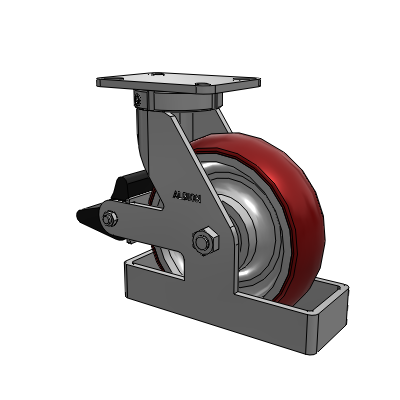 410 Series Top Plate Swivel Caster with 10 x 3 Maroon Tread on Aluminum Core AX - Round Polyurethane (Aluminum Core) wheel and Poly Lock Brake (PLB)
