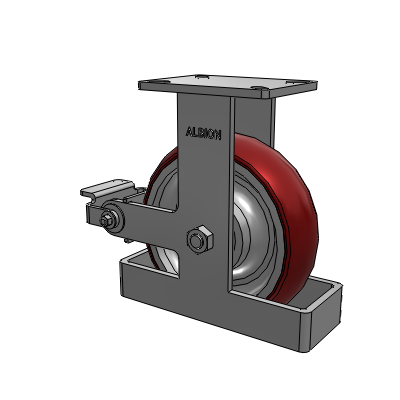 410 Series Top Plate Rigid Caster with 10 x 3 Maroon Tread on Aluminum Core AX - Round Polyurethane (Aluminum Core) wheel and Poly Cam Brake (P)