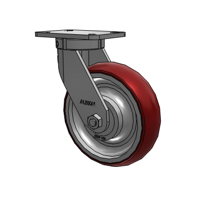 410 Series Top Plate Swivel Caster with 10 x 3 Maroon Tread on Aluminum Core AX - Round Polyurethane (Aluminum Core) wheel