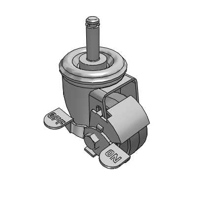 2 Series Casters Grip Ring Stem Caster with 2.5 x 1.25 Performa Rubber (Flat) Wheel and Top Lock Brake