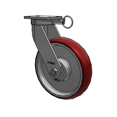 410 Series Top Plate Swivel Caster with 12 x 3 Maroon Tread on Aluminum Core AX - Round Polyurethane (Aluminum Core) wheel