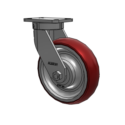 410 Series Top Plate Swivel Caster with 10 x 3 Maroon Tread on Aluminum Core AX - Round Polyurethane (Aluminum Core) wheel