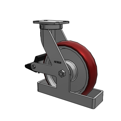 410 Series Top Plate Swivel Caster with 12 x 3 Maroon Tread on Aluminum Core AX - Round Polyurethane (Aluminum Core) wheel and Poly Lock Brake (PLB)