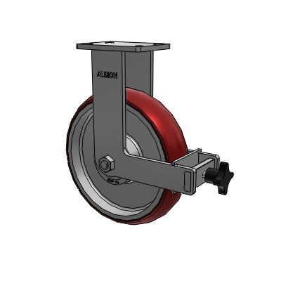 410 Series Top Plate Rigid Caster with 12 x 3 Maroon Tread on Aluminum Core AX - Round Polyurethane (Aluminum Core) wheel and Face Brake (F)