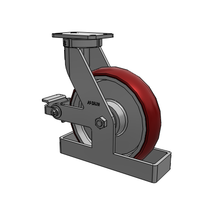 410 Series Top Plate Swivel Caster with 12 x 3 Maroon Tread on Aluminum Core AX - Round Polyurethane (Aluminum Core) wheel and Poly Cam Brake (P)