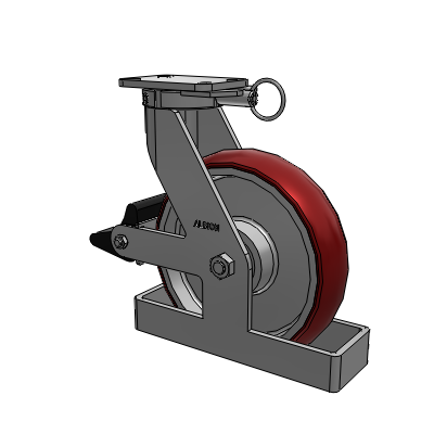 410 Series Top Plate Swivel Caster with 12 x 3 Maroon Tread on Aluminum Core AX - Round Polyurethane (Aluminum Core) wheel and Poly Lock Brake (PLB)