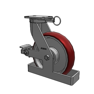 410 Series Top Plate Swivel Caster with 12 x 3 Maroon Tread on Aluminum Core AX - Round Polyurethane (Aluminum Core) wheel and Poly Cam Brake (P)