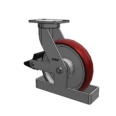 410 Series Top Plate Swivel Caster with 12 x 3 Maroon Tread on Aluminum Core AX - Round Polyurethane (Aluminum Core) wheel and Poly Lock Brake (PLB)