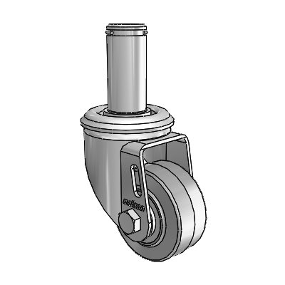 2 Series Grip Ring Stem Zinc Swivel Caster Caster with 2.5 x 1.25 Grey on Grey Performa Rubber (Flat) Wheel