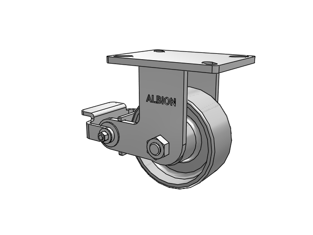 410 Series Top Plate Rigid Caster with 6 x 2.5 Clear Coat Enamel FS - Drop-Forged Steel wheel and Poly Cam Brake (P)