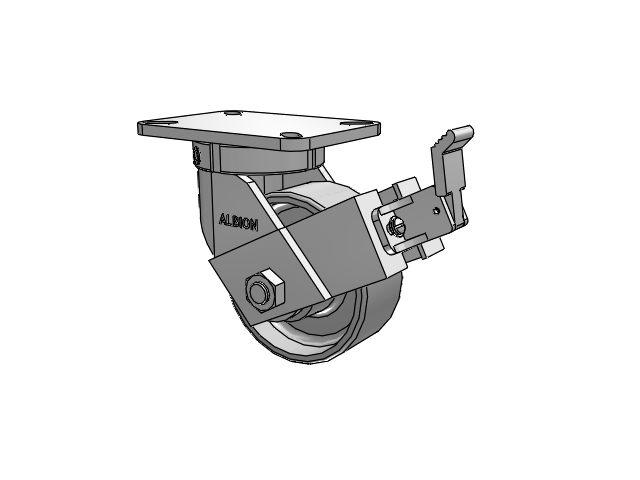 410 Series Top Plate Swivel Caster with 6 x 2.5 Clear Coat Enamel FS - Drop-Forged Steel wheel and Face Contact Brake (FBB)