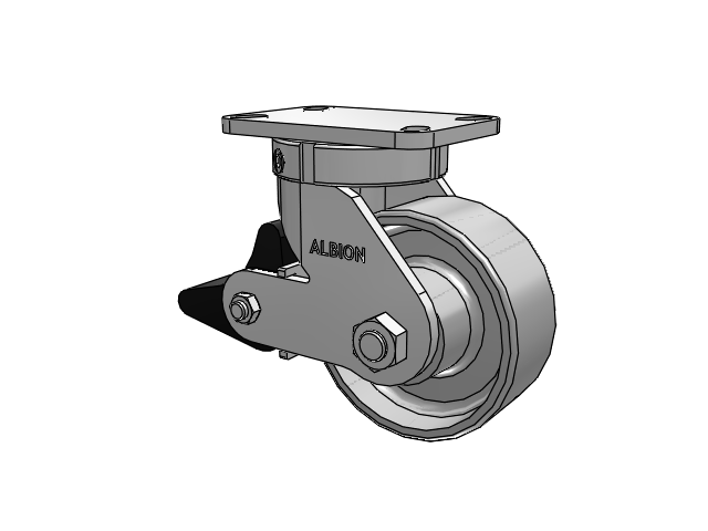 410 Series Top Plate Swivel Caster with 6 x 2.5 Clear Coat Enamel FS - Drop-Forged Steel wheel and Poly Lock Brake (PLB)