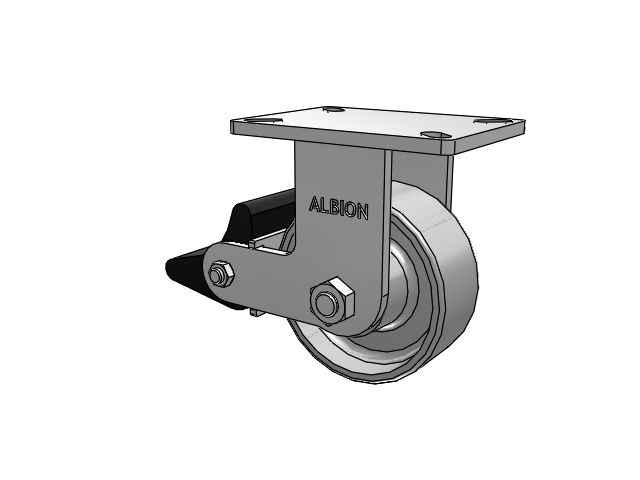 410 Series Top Plate Rigid Caster with 6 x 2.5 Clear Coat Enamel FS - Drop-Forged Steel wheel and Poly Lock Brake (PLB)