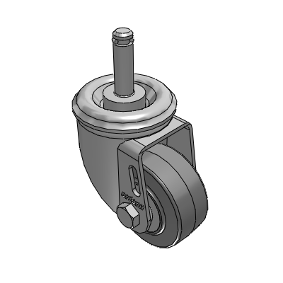 2 Series Casters Grip Ring Stem Caster with 2.5 x 1.25 Performa Rubber (Flat) Wheel