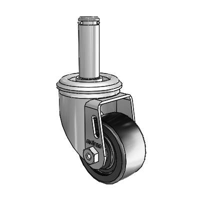 2 Series Grip Ring Stem Zinc Swivel Caster Caster with 2.5 x 1.25 Black Polyolefin Wheel