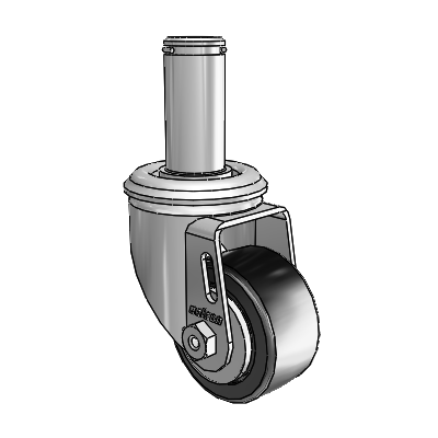 2 Series Grip Ring Stem Zinc Swivel Caster Caster with 2.5 x 1.25 Black Polyolefin Wheel