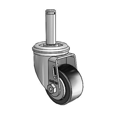 2 Series Grip Ring Stem Zinc Swivel Caster Caster with 2.5 x 1.25 Black Polyolefin Wheel