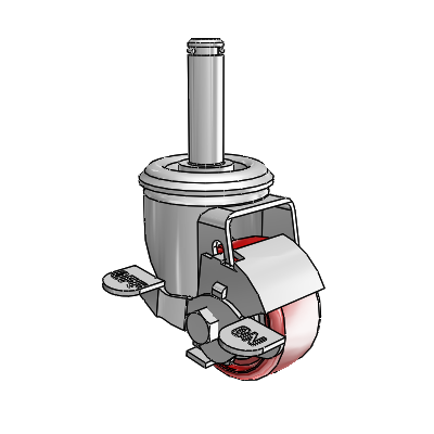 2 Series Grip Ring Stem Zinc Swivel Caster Caster with 2.5 x 1.25 Maroon on Grey Polyurethane HI-TECH Wheel and Top Lock Brake