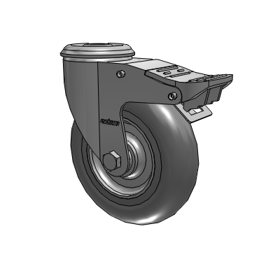 2 Series Modular Stem Zinc Plated Swivel Caster with 5 x 1.3125 Performa Round wheel and Intergrated TTL