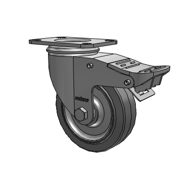 2 Series Top Plate Swivel Zinc Plated Swivel Caster with 4 x 1.25 Performa Flat wheel and Intergrated TTL