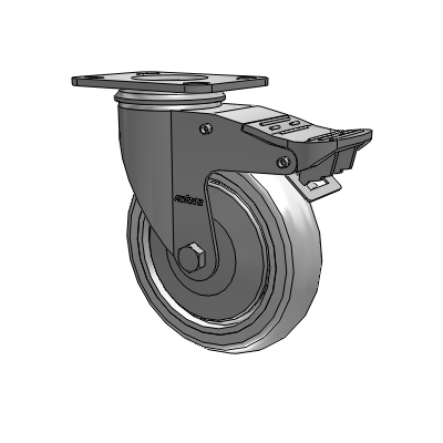 2 Series Top Plate Swivel Zinc Plated Swivel Caster with 5 x 1.25 Performa Crown wheel and Intergrated TTL
