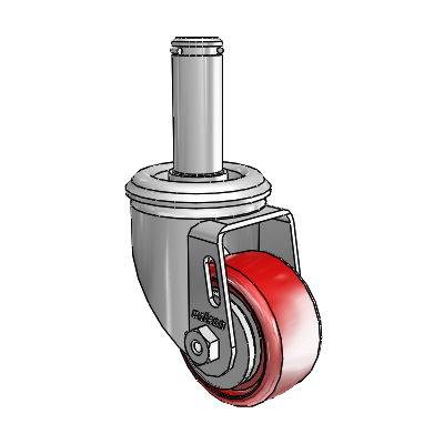 2 Series Grip Ring Stem Zinc Swivel Caster Caster with 2.5 x 1.25 Maroon on Grey Polyurethane HI-TECH Wheel