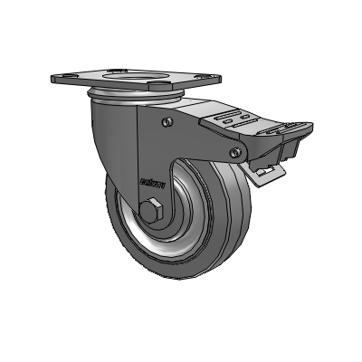 2 Series Top Plate Swivel Zinc Plated Swivel Caster with 4 x 1.25 Precision Performa Flat wheel and Intergrated TTL