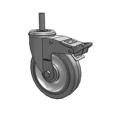 2 Series Threaded Stem Zinc Plated Swivel Caster with 5 x 1.25 Precision Performa Flat wheel and Intergrated TTL