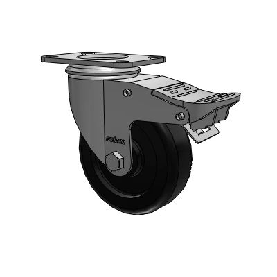 2 Series Top Plate Swivel Zinc Plated Swivel Caster with 4 x 1.25 Polyolefin wheel and Intergrated TTL