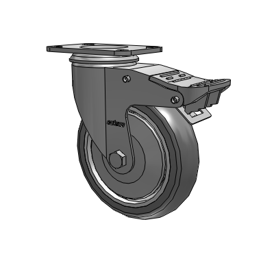 2 Series Top Plate Swivel Zinc Plated Swivel Caster with 5 x 1.25 Precision Polyurethane HI-TECH Grey wheel and Intergrated TTL