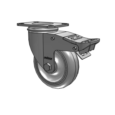 2 Series Top Plate Swivel Zinc Plated Swivel Caster with 4 x 1.25 Polyurethane HI-TECH Grey wheel and Intergrated TTL