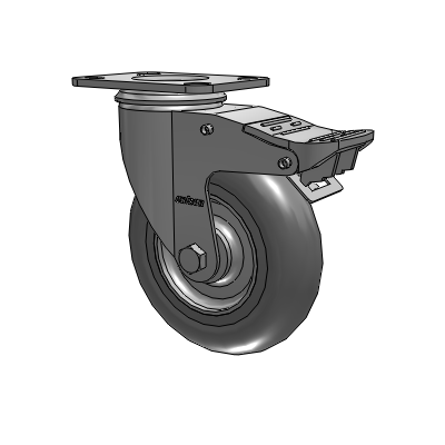 2 Series Top Plate Swivel Zinc Plated Swivel Caster with 5 x 1.3125 Performa Round wheel and Intergrated TTL