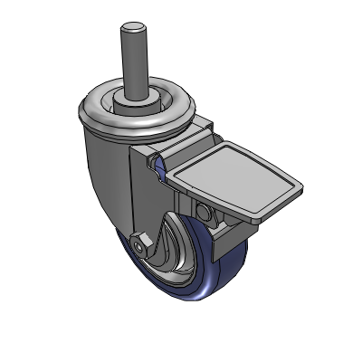 2 Series Casters Threaded Stem Caster with 3.5 in x 1.25 in HydroTech Wheel and Precision Ball Bearing