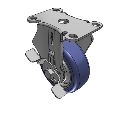 2 Series Casters Top Plate Rigid Caster with 3.5 in x 1.25 in HydroTech Wheel and Precision Ball Bearing