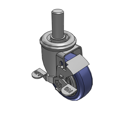 2 Series Casters Threaded Stem Caster with 3.5 in x 1.25 in HydroTech Wheel and Precision Ball Bearing