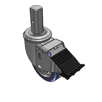2 Series Casters Square Stem Swivel Caster with 3.5 in x 1.25 in HydroTech Wheel and Precision Ball Bearing