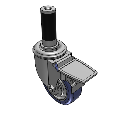 2 Series Casters Expanding Adapter Stem Caster with 3.5 in x 1.25 in HydroTech Wheel and Precision Ball Bearing