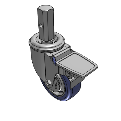 2 Series Casters Square Stem Swivel Caster with 3.5 in x 1.25 in HydroTech Wheel and Precision Ball Bearing