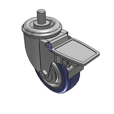 2 Series Casters Threaded Stem Caster with 3.5 in x 1.25 in HydroTech Wheel and Precision Ball Bearing