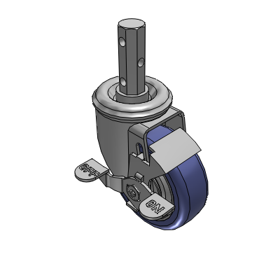 2 Series Casters Square Stem Swivel Caster with 3.5 in x 1.25 in HydroTech Wheel and Precision Ball Bearing