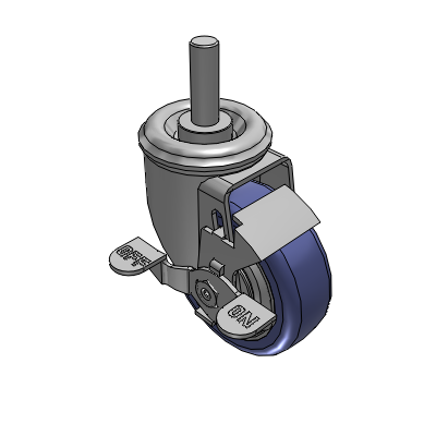 2 Series Casters Threaded Stem Caster with 3.5 in x 1.25 in HydroTech Wheel and Precision Ball Bearing