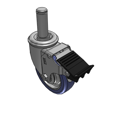 2 Series Casters Grip Ring Stem Caster with 4 in x 1.25 in HydroTech Wheel and Precision Ball Bearing