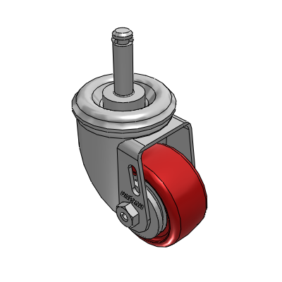 2 Series Casters Grip Ring Stem Caster with 2.5 x 1.25 Polyurethane HI-TECH Wheel