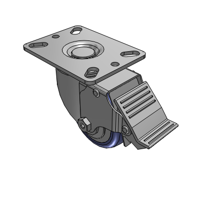 2 Series Casters Top Plate Swivel Caster with 3 in x 1.25 in HydroTech Wheel and Precision Ball Bearing