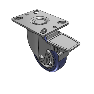 2 Series Casters Top Plate Swivel Caster with 3.5 in x 1.25 in HydroTech Wheel and Precision Ball Bearing