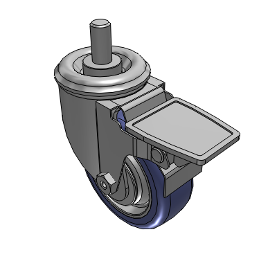 2 Series Casters Threaded Stem Caster with 3.5 in x 1.25 in HydroTech Wheel and Precision Ball Bearing