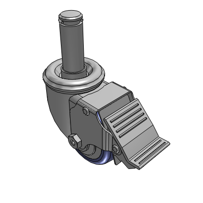 2 Series Casters Grip Ring Stem Caster with 3 in x 1.25 in HydroTech Wheel and Precision Ball Bearing