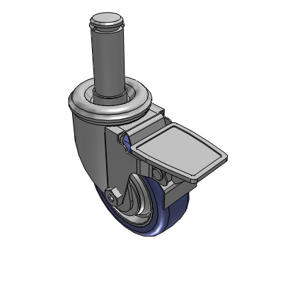 2 Series Casters Grip Ring Stem Caster with 3.5 in x 1.25 in HydroTech Wheel and Precision Ball Bearing